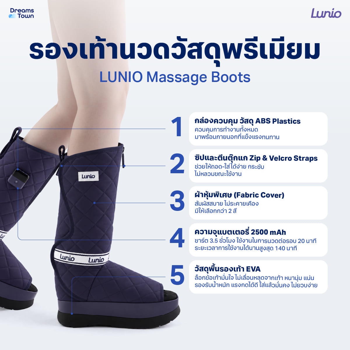 รองเท้านวดไฟฟ้าแบบไร้สาย LUNIO รุ่น MASSAGE BOOTS PURPLE_1